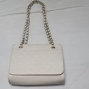 Tory Burch White Quilted Shoulder Bag